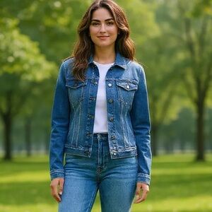 PAIGE Classic Denim Blue Jean Button-Up Trucker‎ Jacket, Size M, NWT